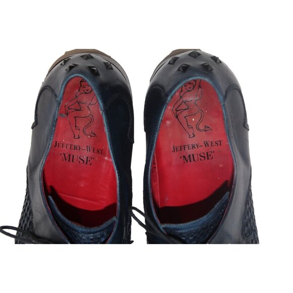 Jeffrey West Shoes Mens US 10 Muse Blue Leather Weave Almond Toe Spain VGC - Picture 12 of 14